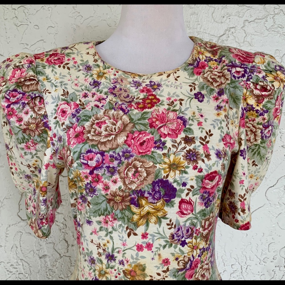 VTG 80s All That Jazz Drop Waist Flower Bouquets - Picture 4 of 8